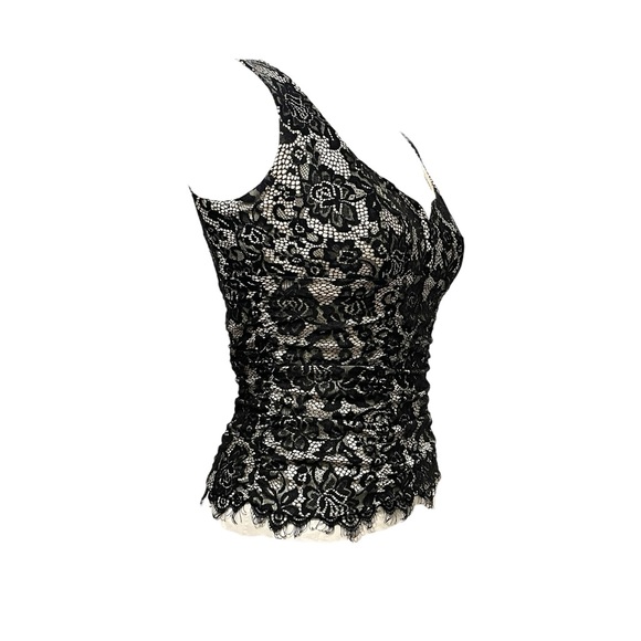 Black Lace & Satin Top - White House Black Market Women’s Size 2 - Vintage - Picture 3 of 16